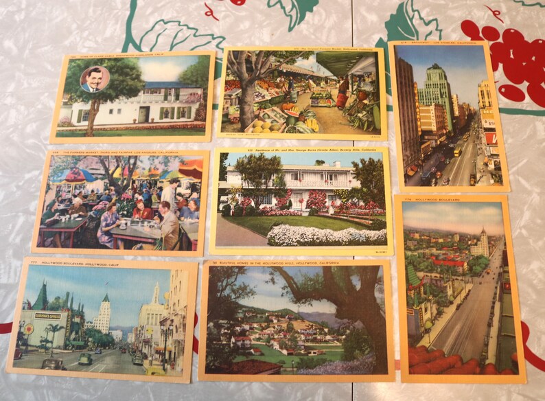 Old Hollywood Los Angeles Postcards, Vintage California Assortment 8