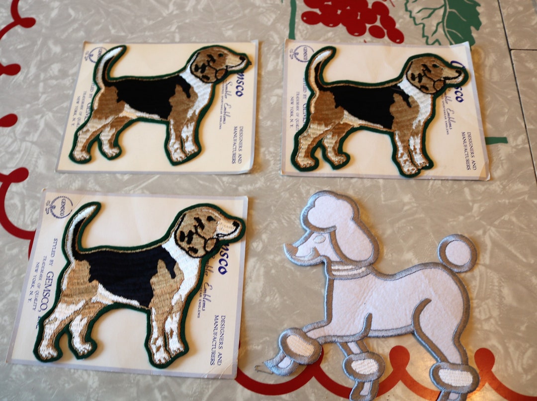 Vintage Embroidered Dog Patches Gemsco Oversized Animal Etsy