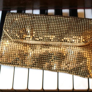 Whiting & Davis Gold Mesh Petite Evening Purse, Midcentury Elegant Bag
