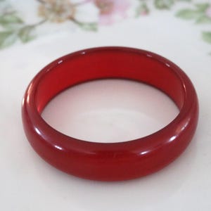 Cherry Red Chunky Bakelite Bangle, Fab Midcentury Red Bracelet