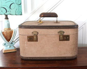 Vintage Sears Brown Train Case, J.C. Higgins, Midcentury Travel