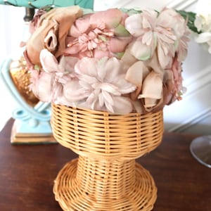 Vintage Floral Tall Pillbox Hat, Midcentury Floral Fashion Accessory