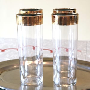 Gold Rim Starlyte Vintage Barware, Midcentury Glasses 4-Piece Set