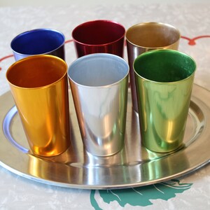 Retro Vintage Style Aluminum Tumbler Cups Set of 6 Fun Retro Colors  Unbreakable Metal Cups 16 Oz. Each 