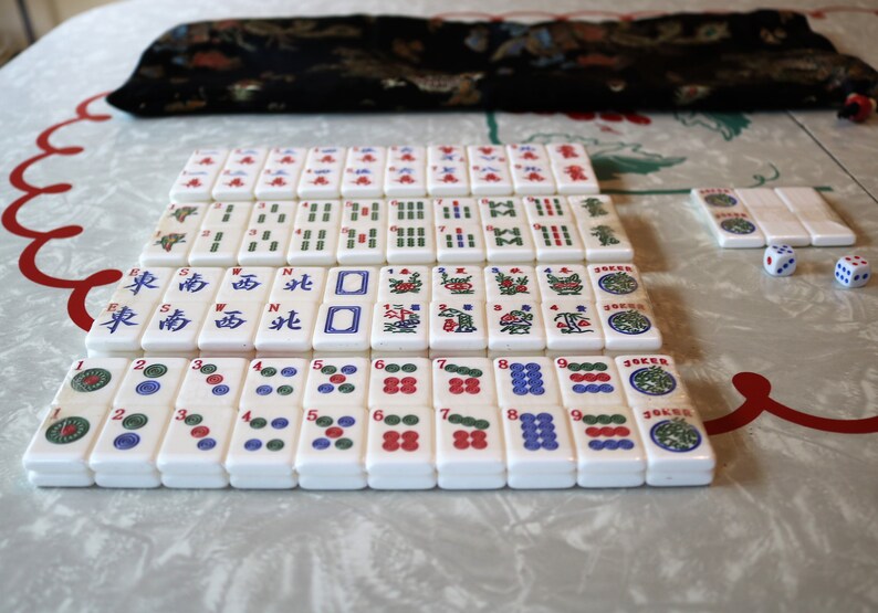 Mahjong Tiles with Decorative Tile Bag Projects Crafting Etsy