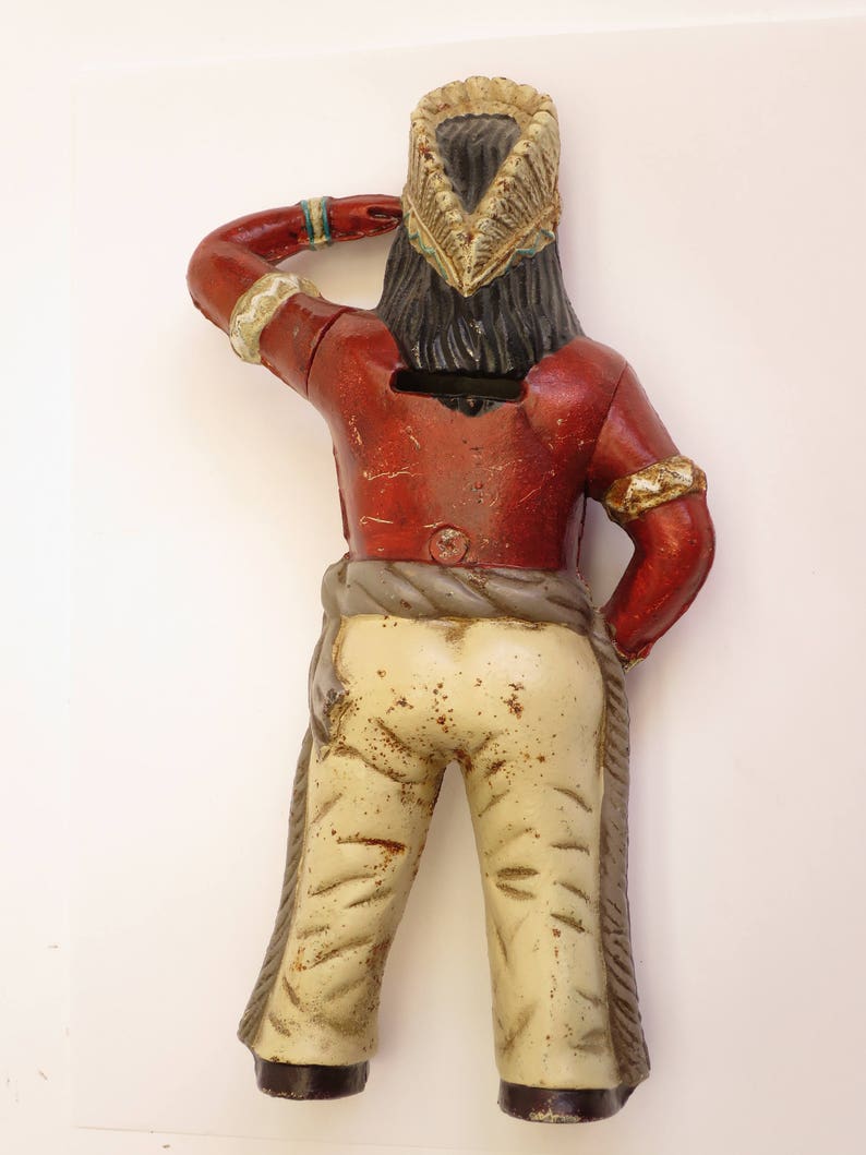 Vintage Cast Iron Native American Indian Still Bank 9 Etsy