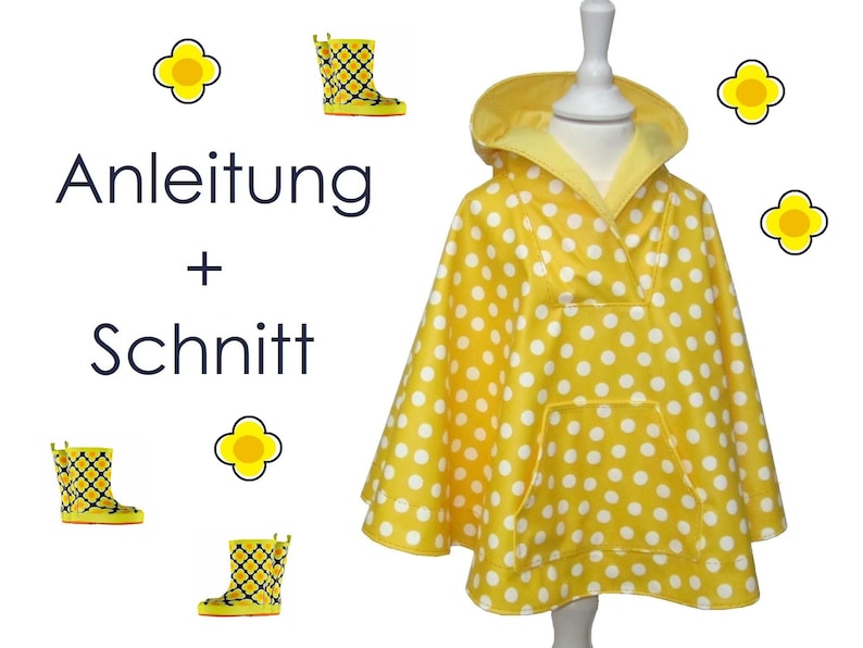 Schnitt und Anleitung Regencape Poncho Gr. 62/68 134/140 image 1