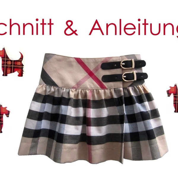 Schnitt + Anleitung Rock Wickelrock für Mädchen Gr.74 - 146