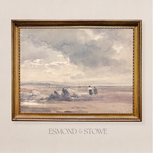 Walkers on the Sand - Vintage Art Print - Timeless Moody Wall Art for Enchanted Spaces