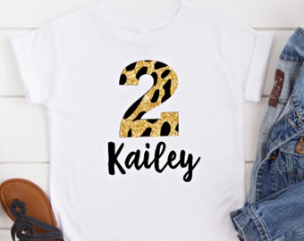 Personalized Two Shirt - Two Wild Shirt - Two Wild Leopard - 2 Wild Birthday Shirt - Number 2 Shirt - Toddler Two Year Old Shirt - Tshirt