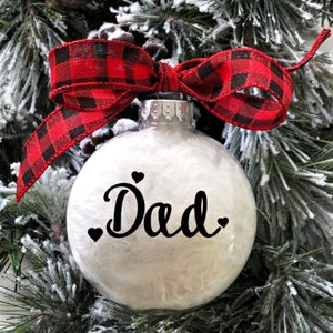 Dad Ornament - Daddy Ornament - Personalized Buffalo Plaid Christmas Ornaments - Glitter Ornaments - for Dad From Daughter - Dad Est 2020