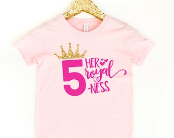 Five Year Old Birthday Shirt Girl - 5th Birthday Shirt Girl - Fiveness - Princess 5th Birthday Shirt - Gift for 5 Year Old Girl - Number 5
