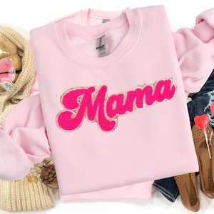 Chenille Patch, Iron On Patch, Mama Iron on Patch, Mama Patch Sweatshirt, Pink Chenille Patch, Mama Gifts