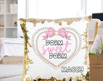 Dorm Decor for College Girls, Personalized Throw Pillow, College