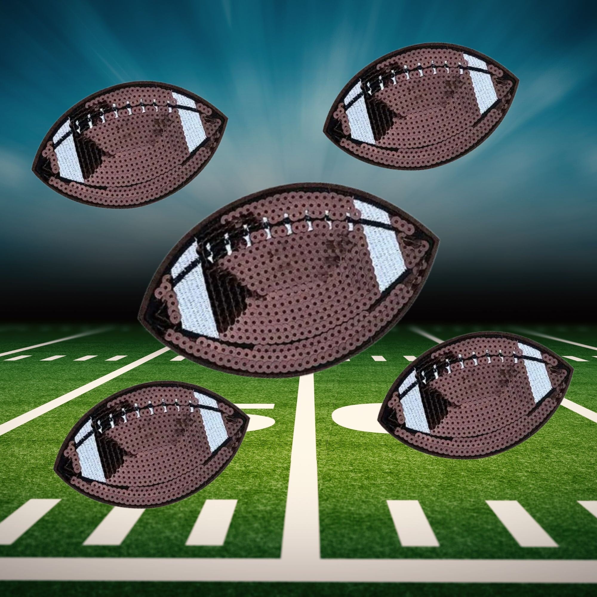 Game Day Football Sequins Iron on Patch for Football Shirt or Jacket DIY  Project 4.25 Inches 