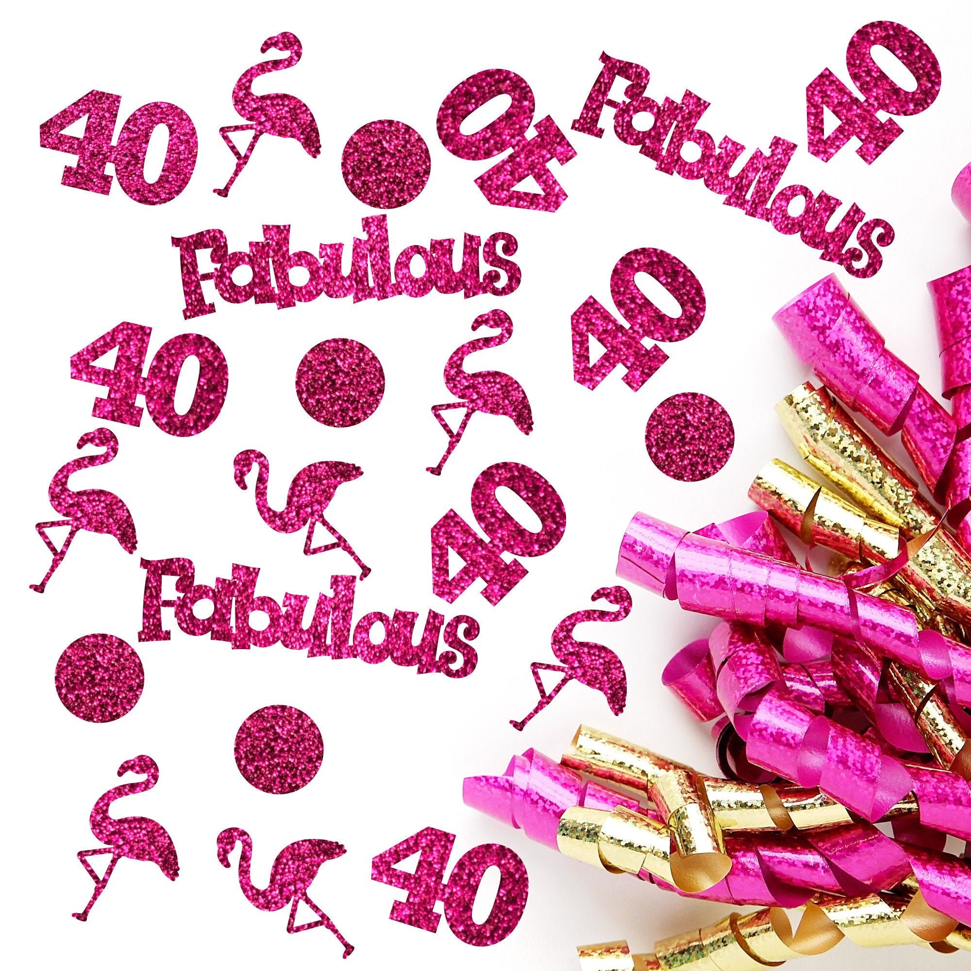 Flamingo 40th Birthday - 40th Birthday Confetti - 40 and Fabulous Decorations - 40th Birthday Decoration - 40th Birthday Party Decorations