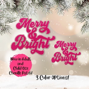 Merry and Bright Chenille Iron on Patch, Chenille Patches, Iron On Patch, Christmas Chenille Patch, Secret Santa Gift, Coworker, Teenager