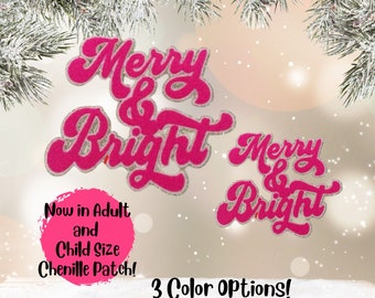 Merry and Bright Chenille Iron on Patch, Chenille Patches, Iron On Patch, Christmas Chenille Patch, Secret Santa Gift, Coworker, Teenager