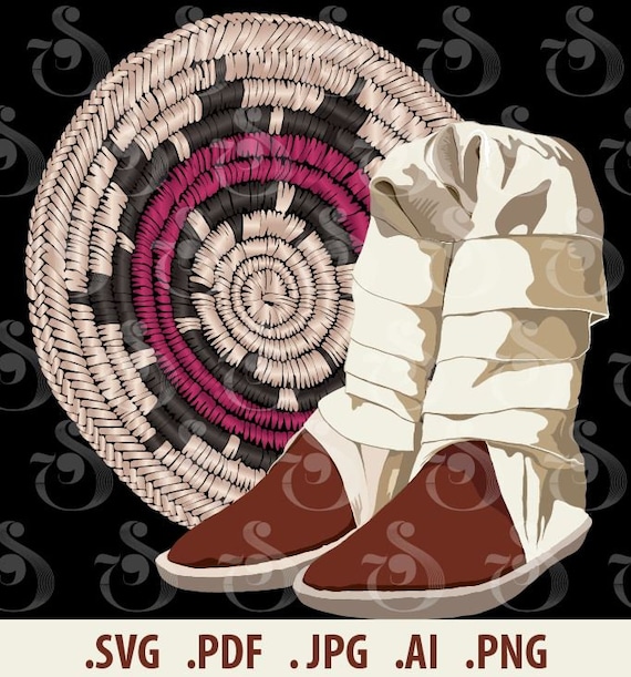 Navajo Wedding Basket With Mocassins