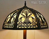 Bradley and Hubbard Lamp with 6 Panel Slag Glass Shade circa 1915