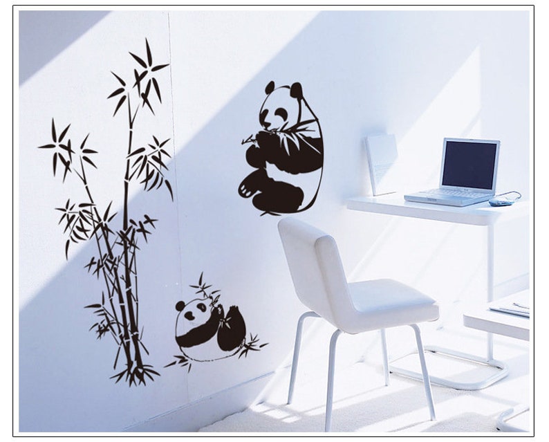 Panda bears and Bamboo 100*90 cm Wall Sticker Decal for Living Room Kids Rooms Children Bedroom Home Decor DIY