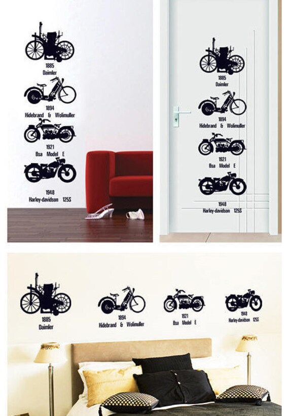 Wall Sticker Decal Black Bicycle Motorcycle Harley Davidson Diy Background Mural Home Decor Glass
