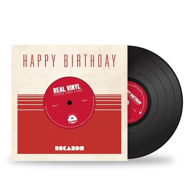 60's Style Birthday Card That Converts Into a working Record Player 7" Vinyl included!