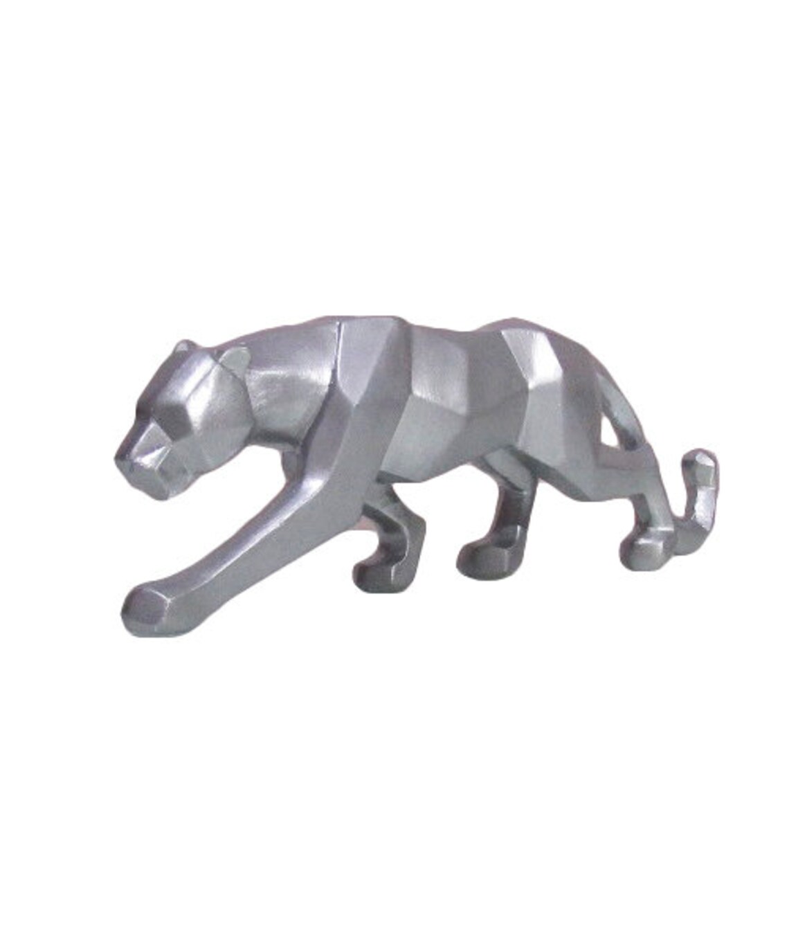 Geometric Panther Figurine for Home Black Silver White | Etsy