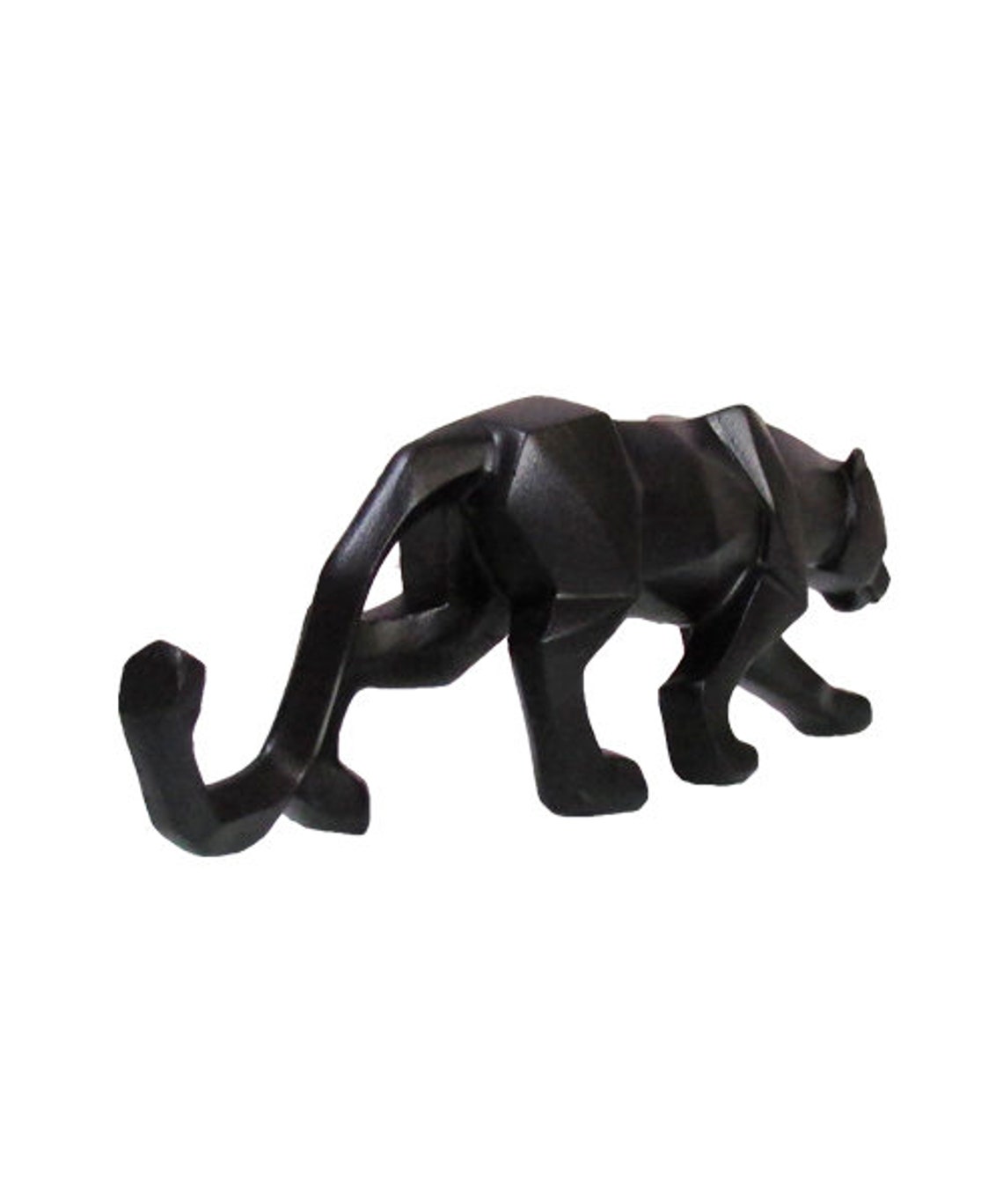 Geometric Panther Figurine for Home Black Silver White | Etsy