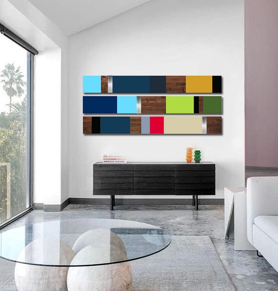 Minimalist Large Art Wall Decor Mid Century Modern Metal Art Bedroom Art Paintings Wall Sculpture Metal Wood Wall Art Home Decor