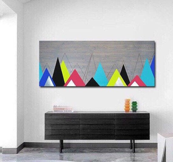 Wood Wall Art Metal Geometric Large