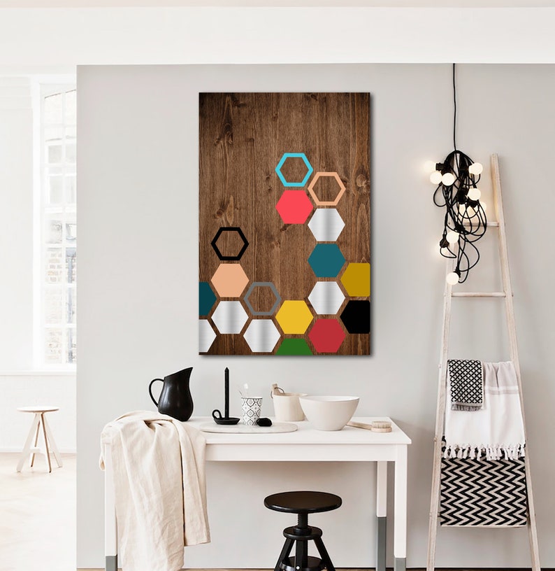 Geometric Art Bedroom Art Paintings Modern Painting Wood Etsy