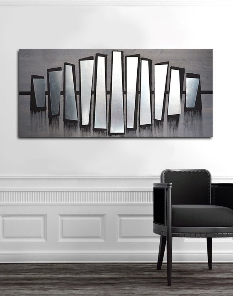 Abstract Metal Art Wall Decor Contemporary Wood Painting Sculpture Geometric Modern Living Room