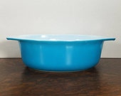 Vintage Pyrex 043 Horizon Blue Milk Glass Casserole Dish