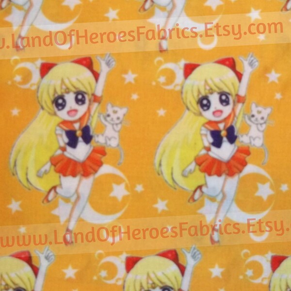 Sailor Venus & Artemis on a 56 Inch Wide Cotton-Poly Fabric - by the Half-Yard or Yard