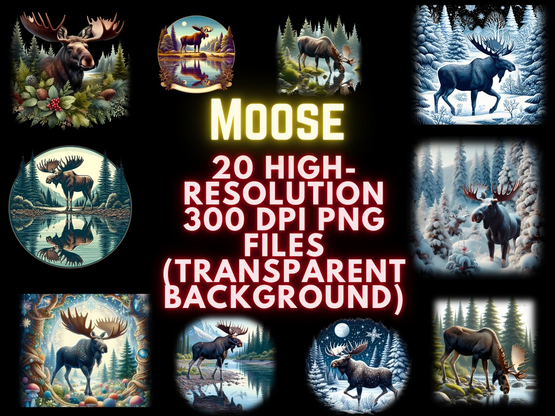 20 Moose Clipart, Printable Watercolor Clipart, High Quality Png ...
