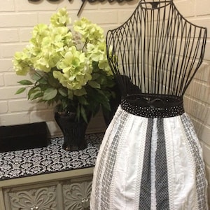 Black and White Half Apron