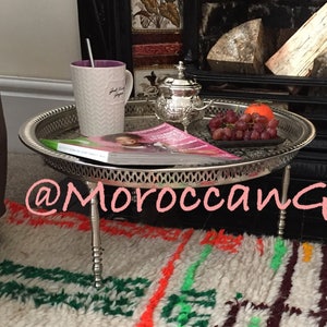 LARGE from Fez Authentic Moroccan Alpaca Silver Serving tray/table LARGE from Fez Authentic Moroccan Alpaca Silver Serving tray/table