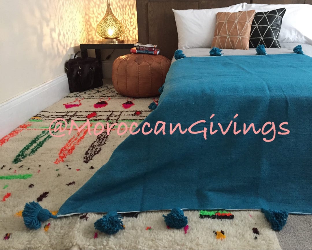 Moroccan Pom Pom Blanket Throw With Pom Pom Moroccan Etsy UK