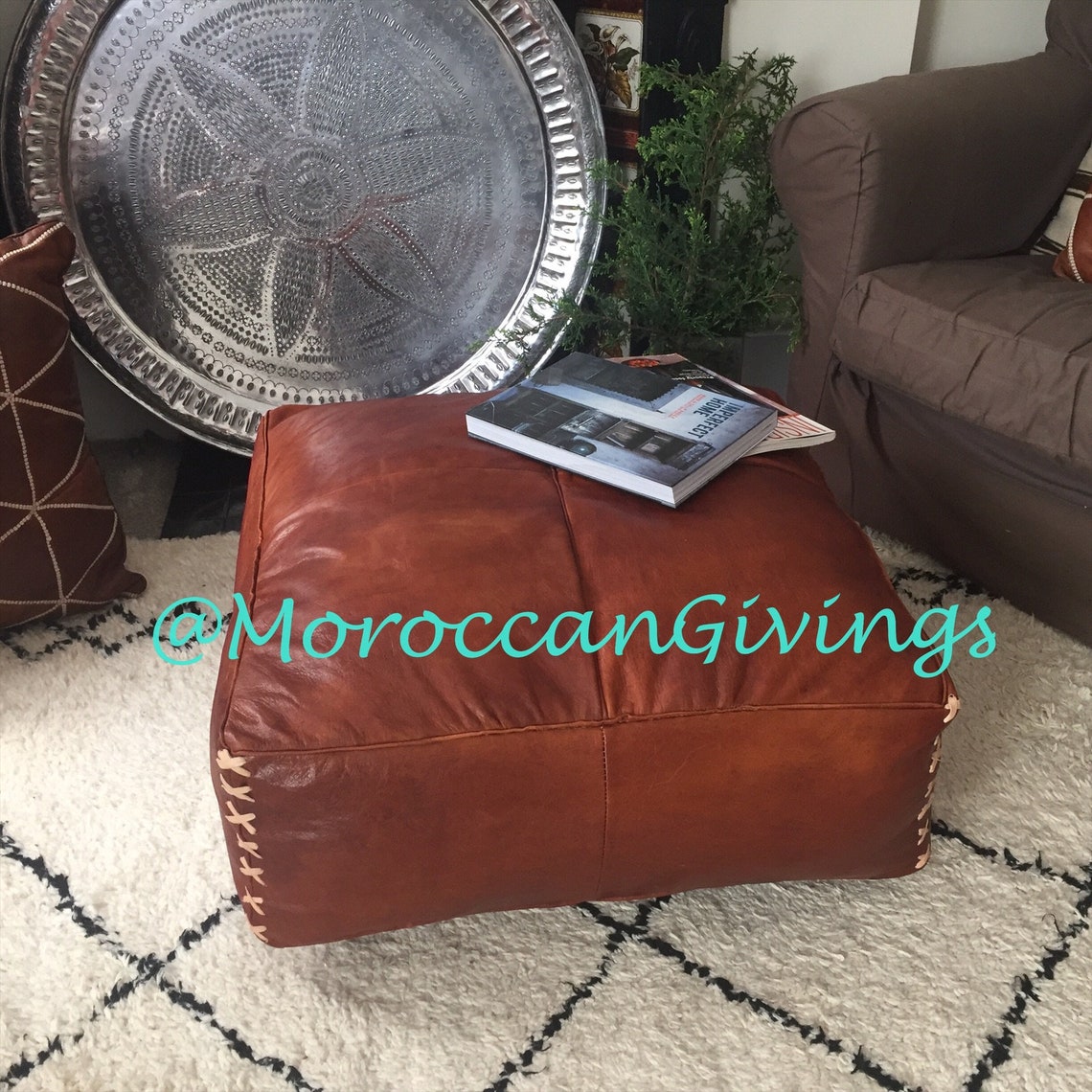 XX Cojín de piso de cuero grande / XXL marroquí contemporáneo | Etsy