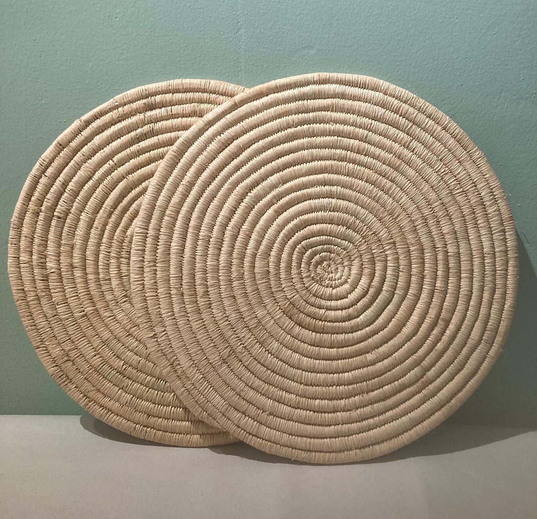 Moroccan Raffia Mats | Raffia Coasters | Raffia Placemats | Handwoven ...