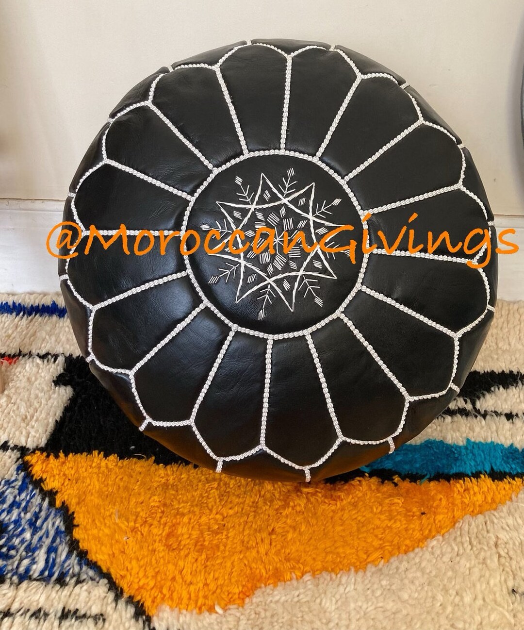 STUFFED Moroccan Pouf / Floor Cushions / Footstool / Berber Pouf