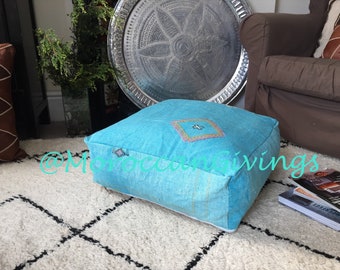 Floor Cushion | Vintage Moroccan Pouffe made of Sabra Rug | | Pillow | cotton, sabra, cactus silk / Cover + Insert ONLY ( no filling )