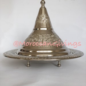Moroccan Royal / Elegant / Chic / Absolutely Beautiful / Alpaca Silver Serving tray with Cover, Hand hammered surface