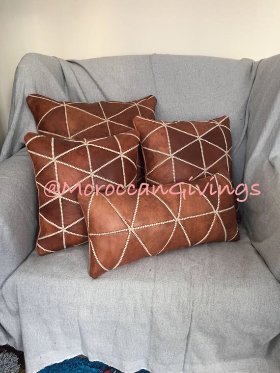 Leder Kissen Akzent Kissen Couch Leder Kissenbezug Mit Etsy