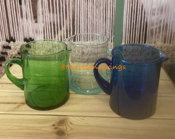 Jarra Beldi marroquí soplada a mano, clásica, teñida, artículos para beber distintivos, jarra marroquí, jarra marroquí con asa