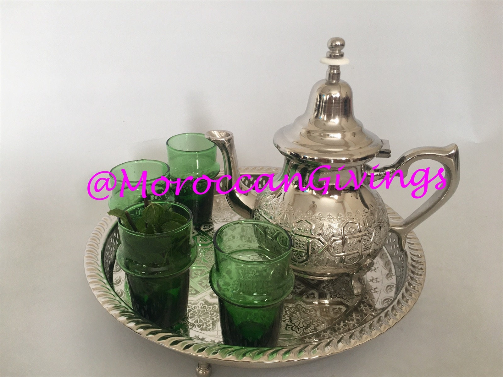 Moroccan Tea Set / Moroccan Gift / Teapot Qudsi Serving Tray Etsy