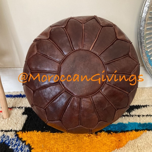 STUFFED Moroccan Pouf | Floor Cushions | Footstool | Berber pouffe | ottoman pouffe | Moroccan leather pouf