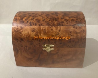 Moroccan Handmade Thuya wood | Moroccan Secret box | Moroccan wooden gift box | Wooden Chest box | Wooden Memory Box | Storage box