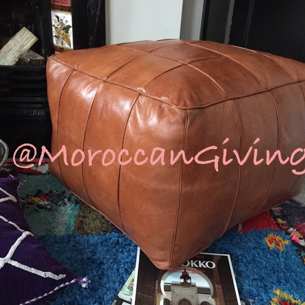 XL Moroccan Contemporary, Luxurious design Moroccan Leather Pouf / Floor Cushions / Footstool / Berber pouf / ottoman pouf / UNSTUFFED Pouf
